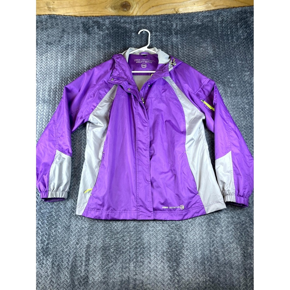 Free Country Athletx Series Windbreaker Jacket Womens 2XL Purple Hooded Full Zip